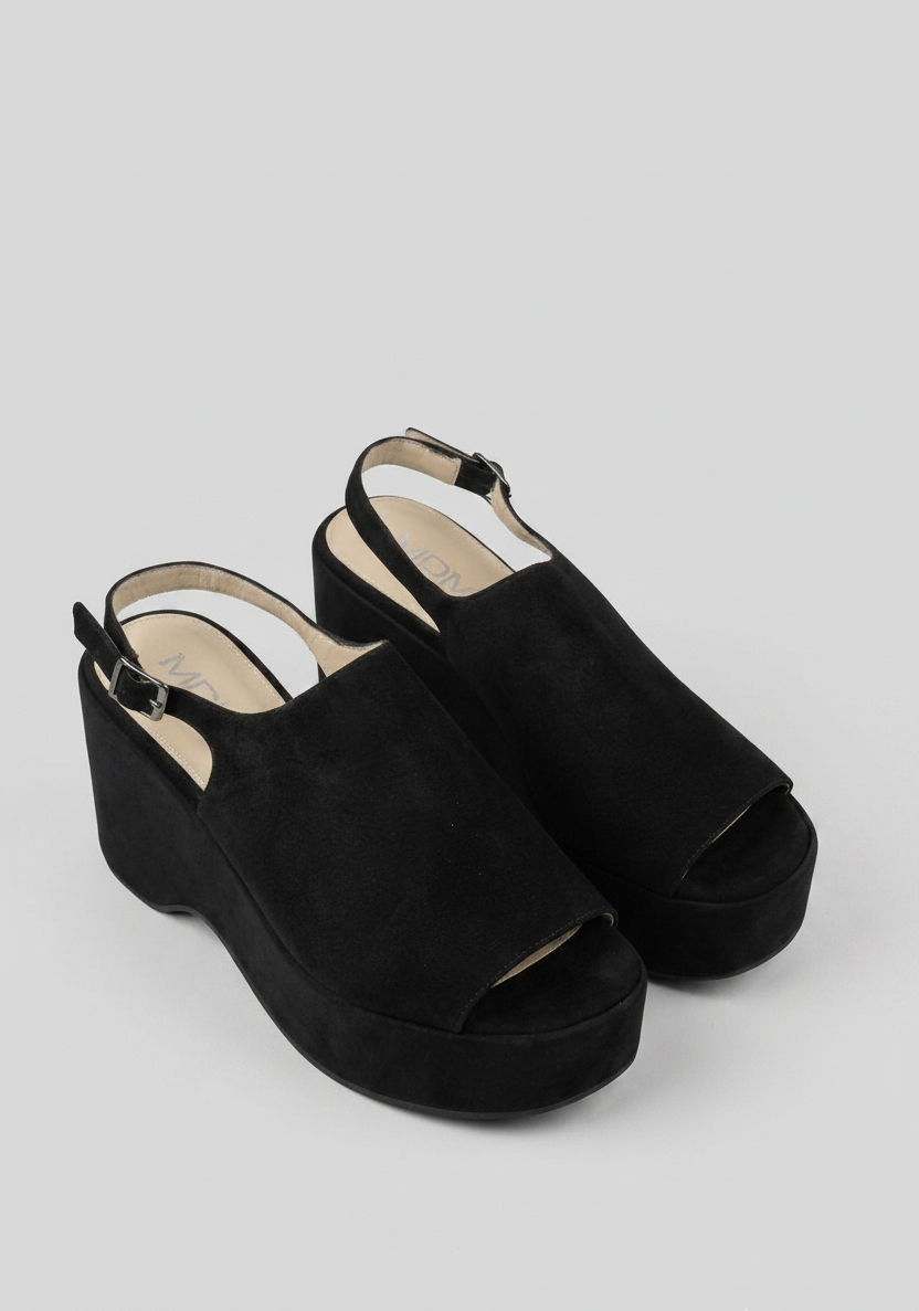 SANDALE PLATEFORME À BRIDE – NOIR INTENSE