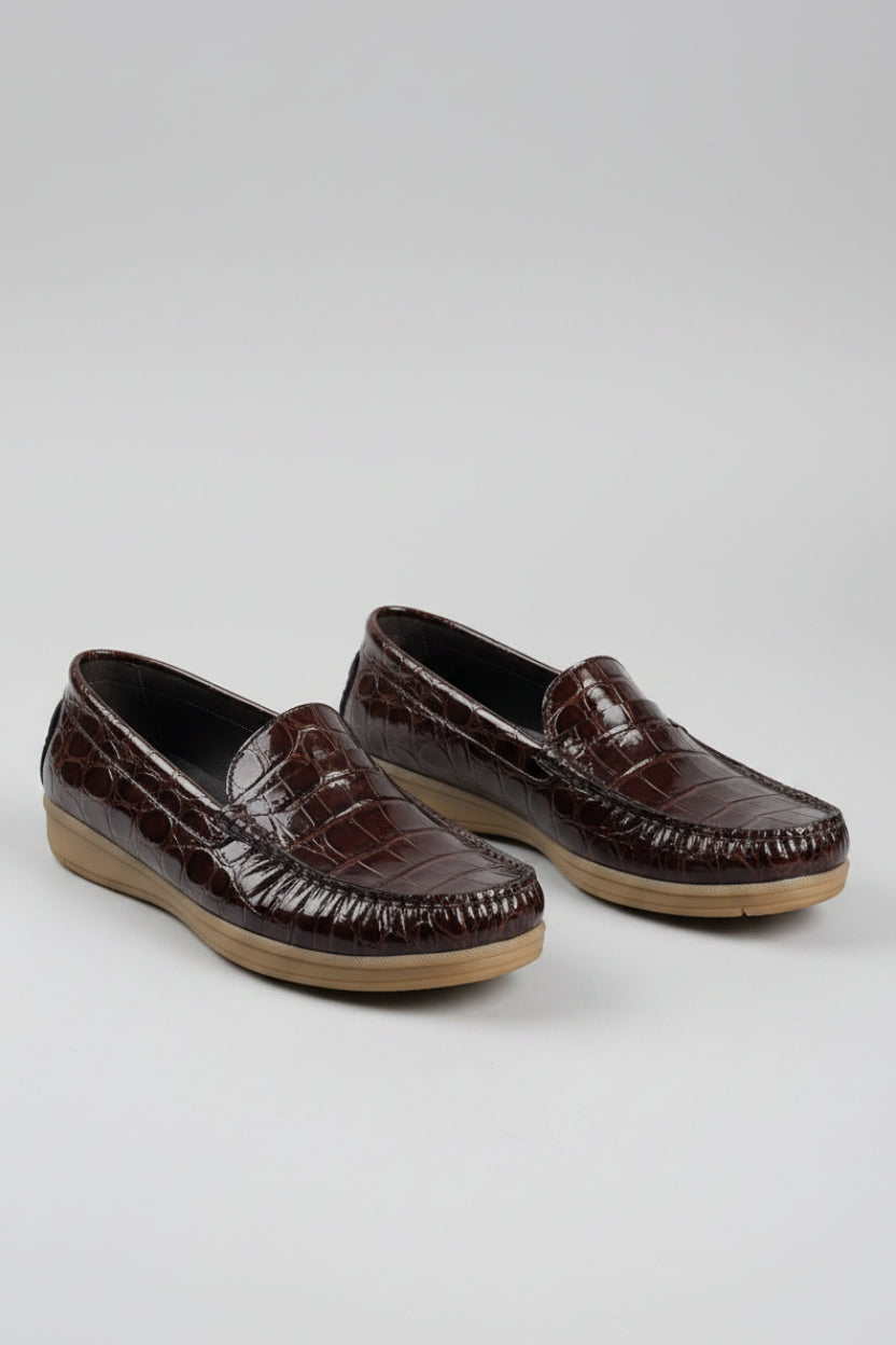 MOCASSIN CLASSIQUE TEXTURÉ - MARRON