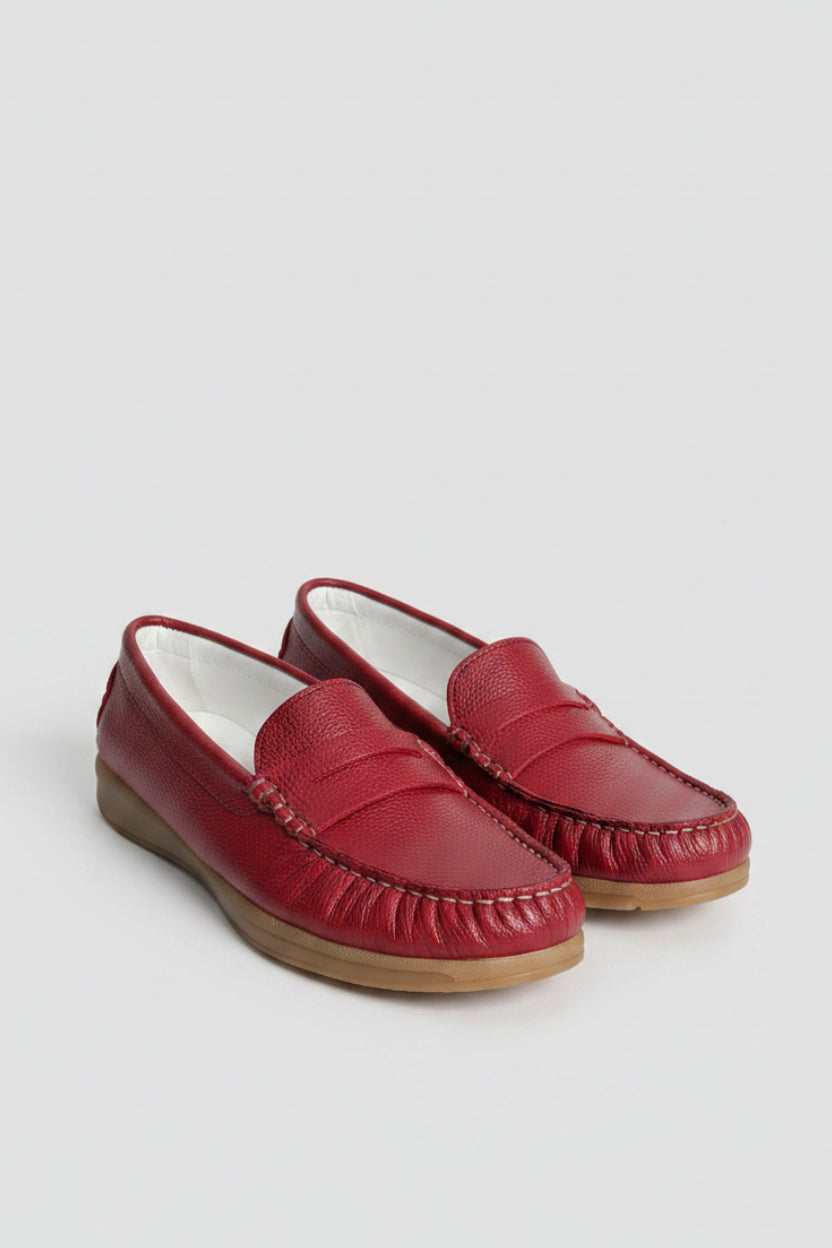 MOCASSIN CLASSIQUE TEXTURÉ - ROUGE