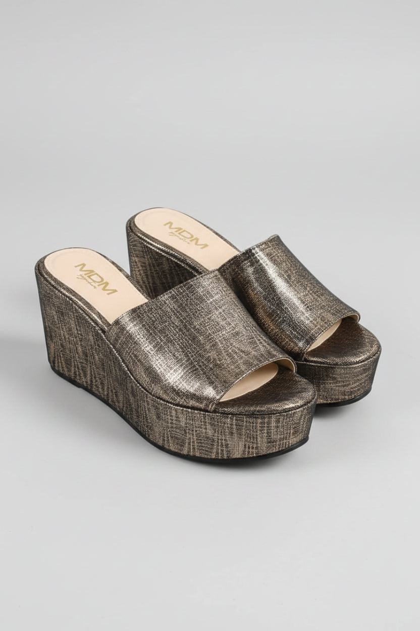 MULES COMPENSÉES MDM – BRONZE MÉTALLISÉ