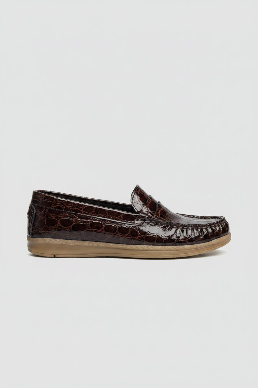 MOCASSIN CLASSIQUE TEXTURÉ - MARRON