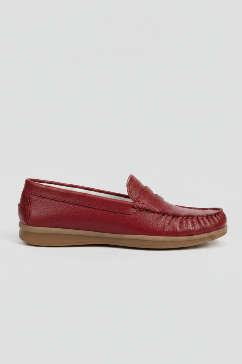 MOCASSIN CLASSIQUE TEXTURÉ - ROUGE