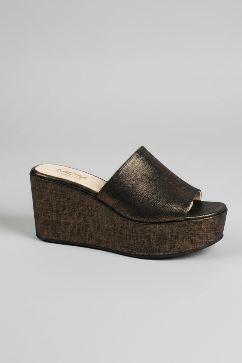 MULES COMPENSÉES MDM – BRONZE FONCÉ MÉTALLISÉ